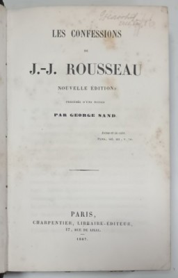 LES CONFESSIONS de J. - J. ROUSSEAU , 1847 foto