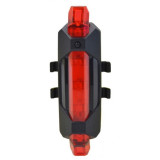 Licurici pentru bicicleta, 5 LED, USB, 4 functii, rosu/negru, YTGT-50003.12