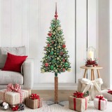 vidaXL Brad de Crăciun subțire cu 150 LED Verde și alb 150 cm 3394894