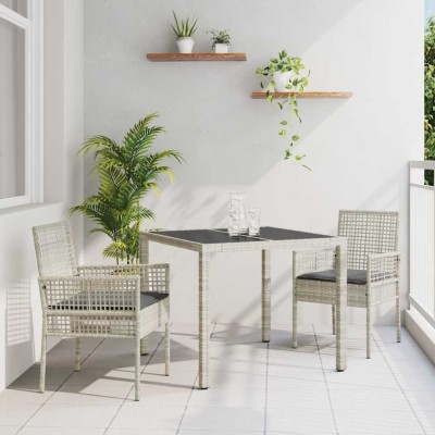 vidaXL Set de masă pentru grădină 3 pcs Gri deschis Rattan poli 3334895 foto