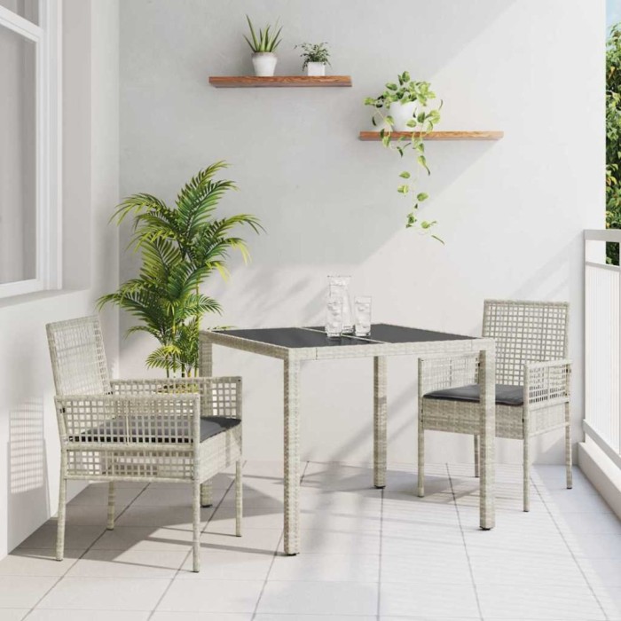 vidaXL Set de masă pentru grădină 3 pcs Gri deschis Rattan poli 3334895