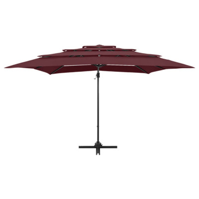 Umbrela soare 4 niveluri stalp aluminiu rosu bordo 250x250 cm GartenMobel Dekor foto