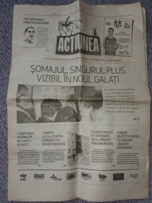 Ziarul Actiunea, 4 dec 2014, 12 pag, Galati. Stoian, Troaca, Otelul Galati foto