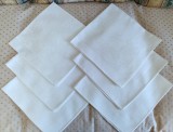 Set 6 Servete Masa Vintage Bumbac Damasc Alb 52x52cm Model Floral Lavramioare Antichitati Textile Fata Masa