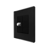 Priza TV satelit Luxion cu rama din sticla neagra, design modern