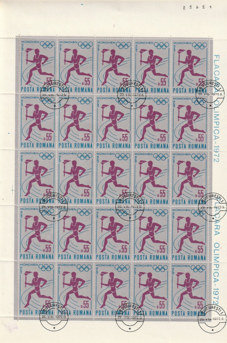 FLACARA OLIMPICA PRIN ROMANIA ( LP 802 ) 1972 OBLITERATA COALA