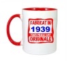 Cana maner rosu personalizata Fabricat in 1939 toate piesele sunt originale, INOVATIX&reg;. 330ml, Oem