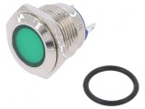 Lampă LED plată verde 24VDC 24VAC &Oslash;16mm alamă