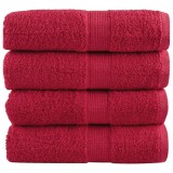 Prosoape de baie premium SOLUND, 4 buc., roșii, 30x30 cm, 600 g/m&sup2;