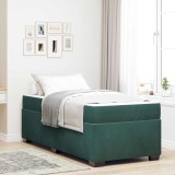 vidaXL Cadru de pat cu saltea Verde &icirc;nchis 90 x 200 cm Catifea