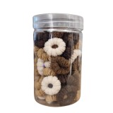 Cumpara ieftin Set 50 elastice par maro si bej, fixare sigura, borcan transparent depozitare