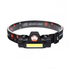 Lanterna de cap SMD/COB, 2 moduri iluminare, USB