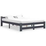 Cumpara ieftin Cadru de pat, gri inchis, 160 x 200 cm, lemn masiv de pin
