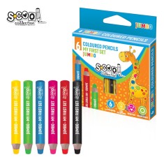 Creioane color JUMBO 8 mm + ascutitoare, 6 cul/set - S-COOL foto
