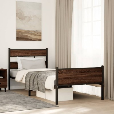 vidaXL Cadru pat fără saltea stejar maro 100x200 cm lemn prelucrat 4017339 foto