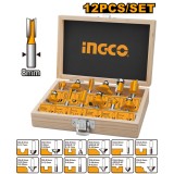 Set freze Accesorii Oberfreza 12 bucati Ingco AKRT1211