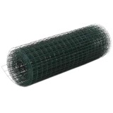 vidaXL Plasă de s&acirc;rmă găini, verde, 10 x 0,5 m, oțel cu &icirc;nveliș PVC 143625