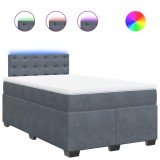 Cumpara ieftin Pat box spring cu saltea, gri inchis, 120x200 cm, catifea