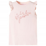 Tricou pentru copii, m&acirc;neci cu volane, roz pal, 128