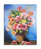 Tablou cu flori pictat manual, Beatitudine, 50x40cm pictura ulei pe panza, Constantin Feraru
