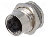 Conector M12 soclu PIN 4 mamă TE Connectivity D-Ethernet lipire IP67