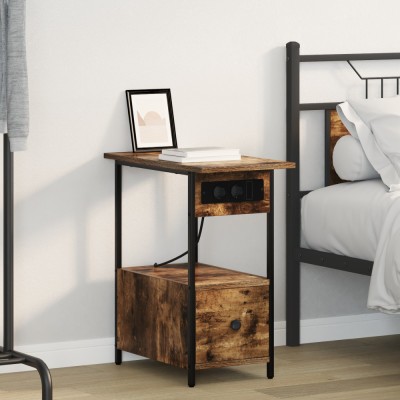 vidaXL Dulap de noapte Stejar afumat 60 x 30 x 61 cm Lemn compozit foto