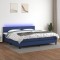 vidaXL Pat cu arcuri, saltea și LED, albastru, 200x200 cm, textil