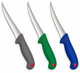 Cumpara ieftin Set 3 cutite pentru transat si dezosat, gri 29 cm, verde 27 cm si albastru 30 cm