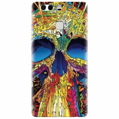 Husa silicon pentru Huawei P9 Plus, Abstract Multicolored Skull foto