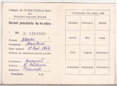 bnk div UCFS - carnet provizoriu de membru - 1958