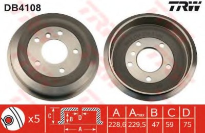 Tambur frana BMW Seria 3 Compact (E36) (1994 - 2000) TRW DB4108 foto