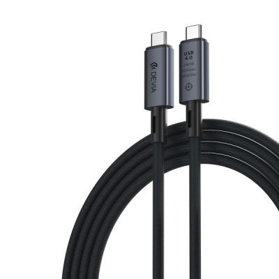 Cablu Date si Incarcare USB-C - USB-C DEVIA EC641, 240W, 1m, Negru foto