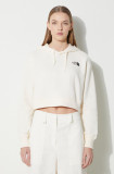 The North Face hanorac de bumbac W Trend Crop Hoodie femei, culoarea bej, cu glugă, cu imprimeu, NF0A5ICYQLI1