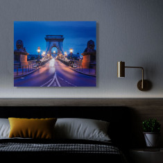 Tablou decorativ cu LED - "Podul cu lanțuri" - 2 x AA, 38 x 48 cm