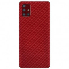 Set Folii Skin Acoperire 360 Compatibile cu Samsung Galaxy A51 (Set 2) - ApcGsm Wraps Carbon Geranium Red foto