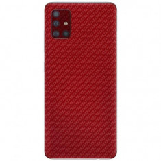 Set Folii Skin Acoperire 360 Compatibile cu Samsung Galaxy A71 (Set 2) - ApcGsm Wraps Carbon Geranium Red