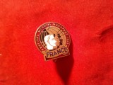 Insigna Franta 1949 - Festivalul Mondial al Tineretului din Budapesta , d=2cm