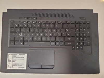 Carcasa superioara cu tastatura palmrest Laptop, Asus, ROG Strix Scar Edition GL703GM, GL703GS, iluminata RGB, 90NR00E1-R31UK, layout UK foto