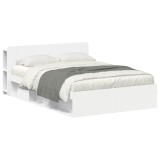 vidaXL Cadru de pat cu depozitare Alb 150 x 200 cm Lemn prelucrat 3433398