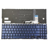 Tastatura Laptop, Asus, ZenBook 15 UX533F, UX533FAC, UX533FD, UX533FN, UX533FTC, iluminata, albastra, layout US