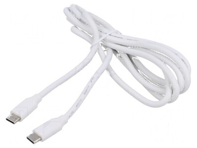 Cablu USB 2.0 USB C 1,5m alb PVC 60W foto