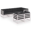 Set mobilier de gradina cu perne, 7 piese, lemn masiv de pin