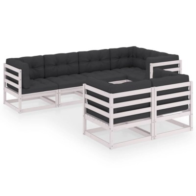 Set mobilier de gradina cu perne, 7 piese, lemn masiv de pin foto