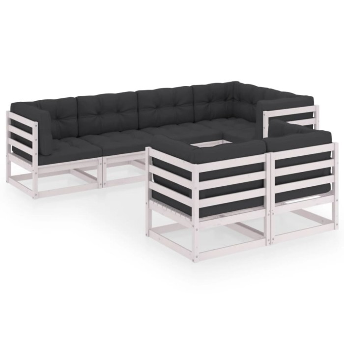 Set mobilier de gradina cu perne, 7 piese, lemn masiv de pin