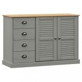 Cumpara ieftin Servanta cu sertare VIGO, gri, 113x40x75 cm, lemn masiv de pin