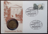 GERMANIA - FDC SI MONEDA 5 MARK 1984 J, FELIX MENDELSSOHN BARTHOLDY, MONEDA UNC