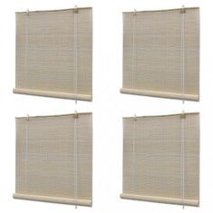 Gossi jaluzele din bambus natural tip rulou, 4 buc., 120 x 160 cm