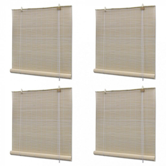 Gossi jaluzele din bambus natural tip rulou, 4 buc., 120 x 160 cm