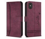 Cumpara ieftin Husa Bravoday pentru iPhone X iPhone XS, husa din piele PU, Wine Red - RESIGILAT