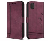 Cumpara ieftin Husa Bravoday pentru iPhone X iPhone XS, husa din piele PU, Wine Red - RESIGILAT